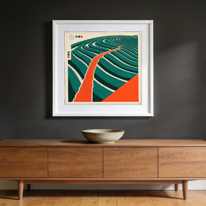 Along the Contour — framed on a wall to show scale; frame not included