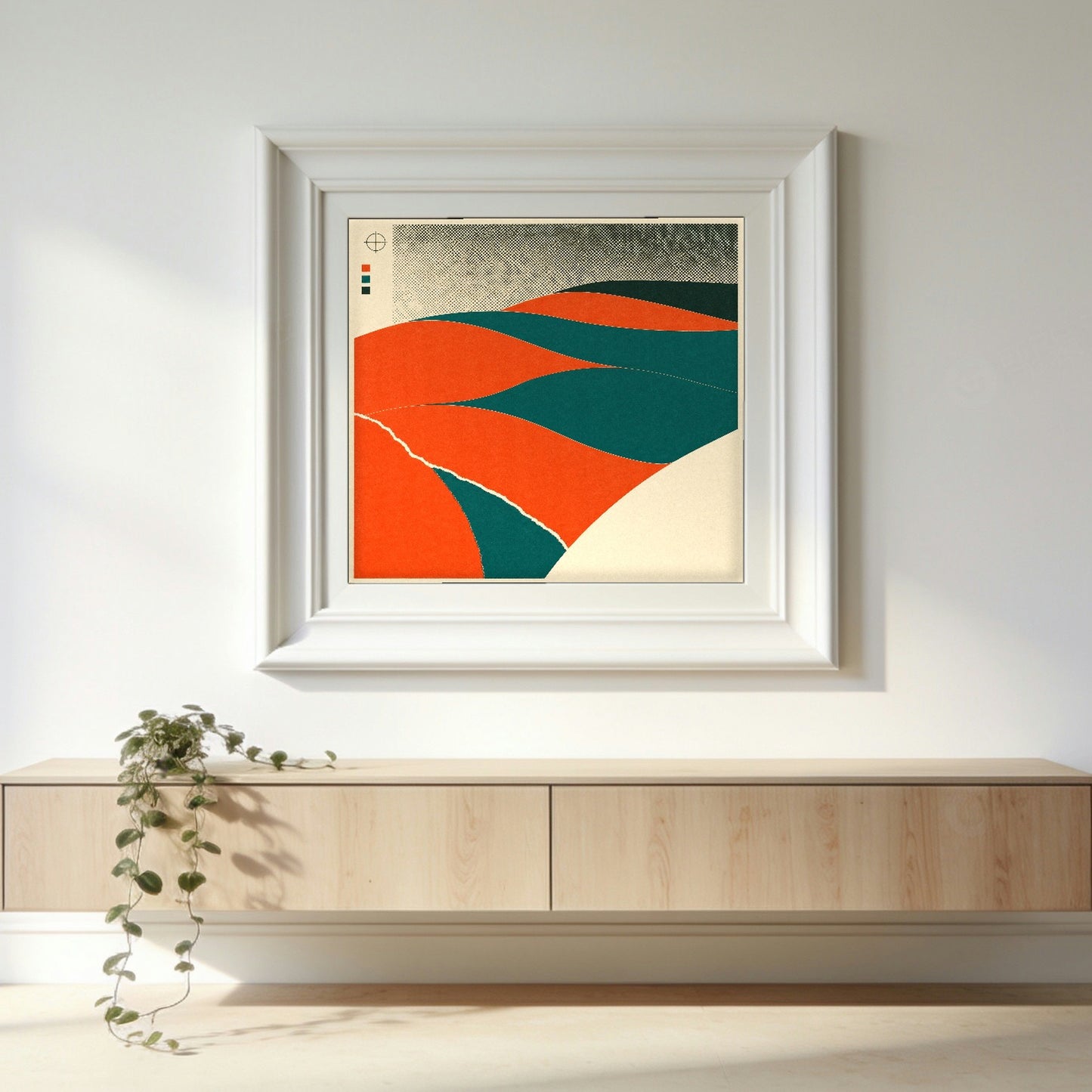 Crest After Crest — framed on a wall in a second setting; frame not included