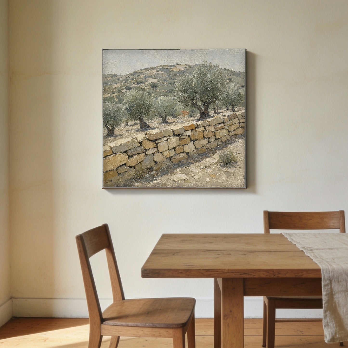 Dry Stone — canvas print hanging in a dining room