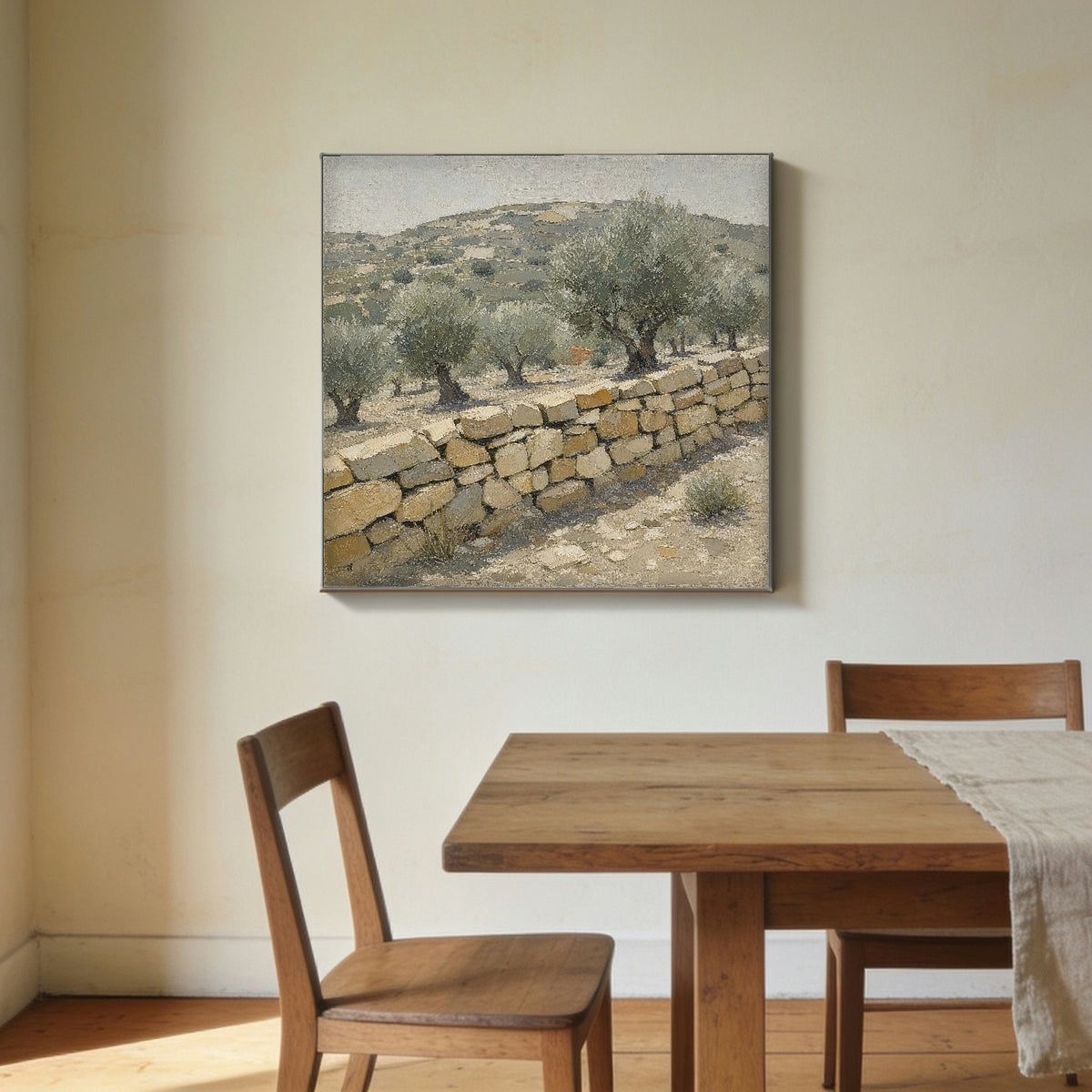 Dry Stone — canvas print hanging in a dining room