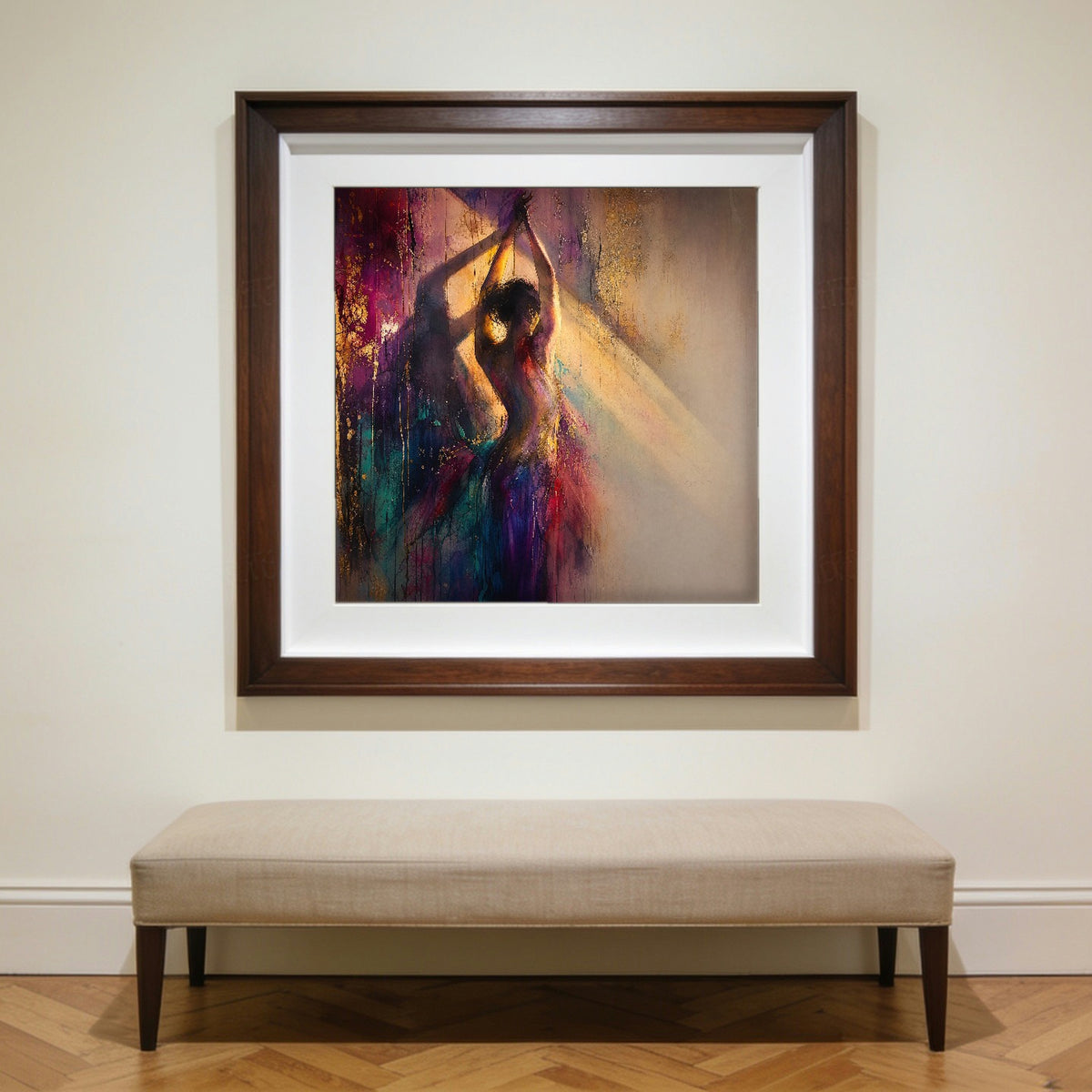 Prayer framed in walnut, hanging on a wall