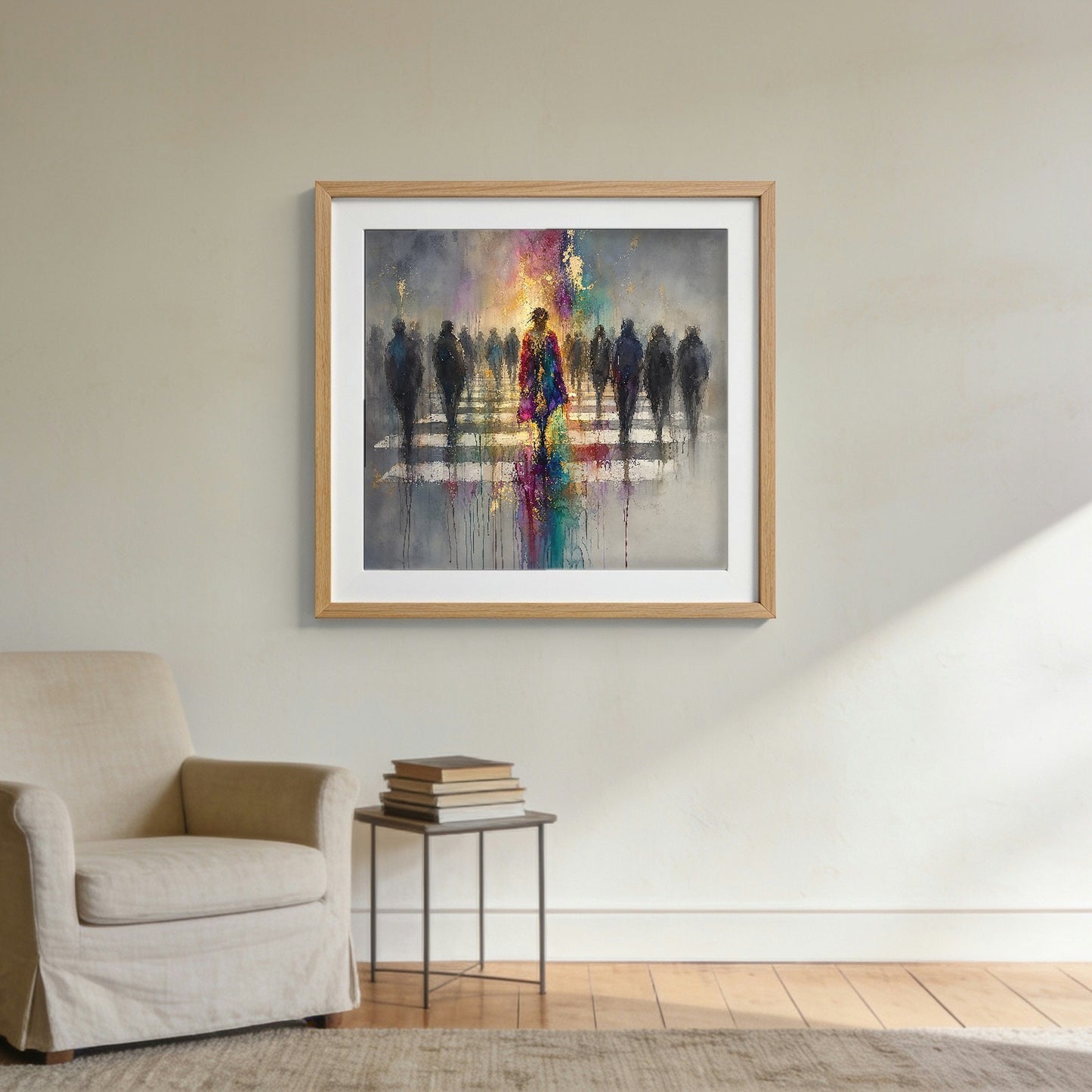 The One framed in oak, hanging on a wall