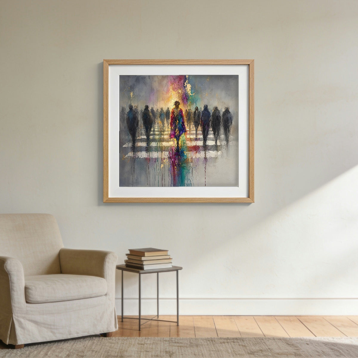 The One framed in oak, hanging on a wall