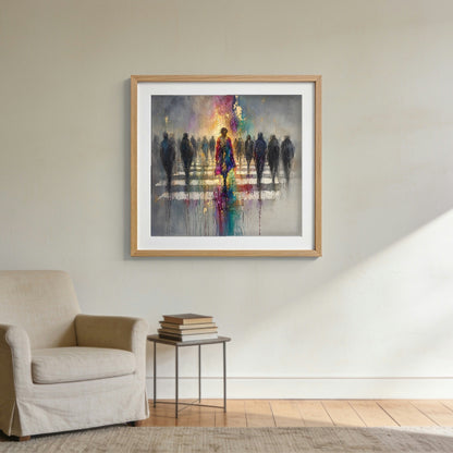 The One framed in oak, hanging on a wall