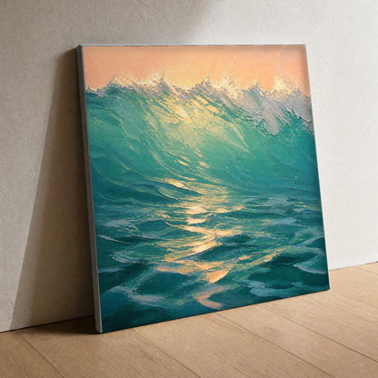 Inside the Break — canvas print, close view of the canvas weave and the stretched edge