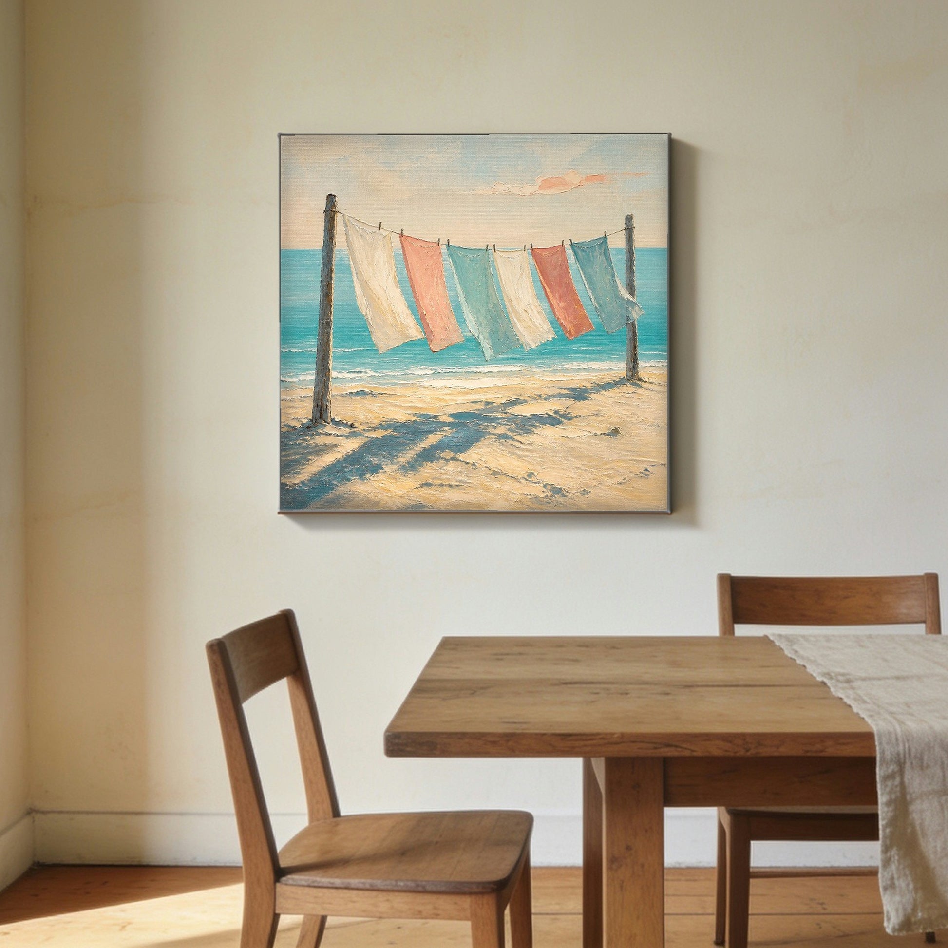 Laundry Line — canvas print hanging in a dining room