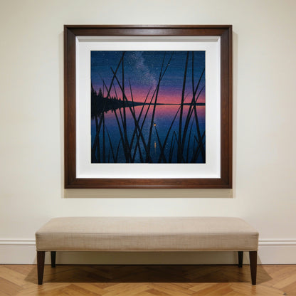 One Firefly — matte poster shown in a walnut frame to give a sense of scale; the frame is not included