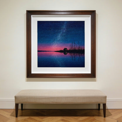 One Window — matte poster shown in a walnut frame to give a sense of scale; the frame is not included