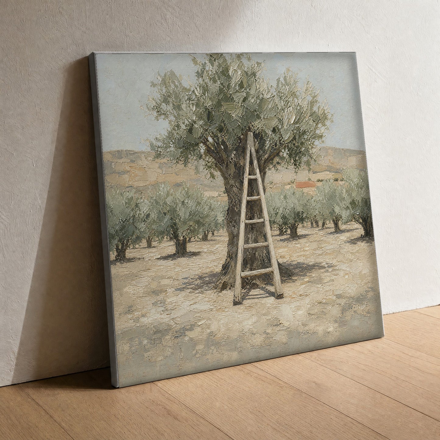 The Ladder — canvas print, close view of the canvas weave and the stretched edge