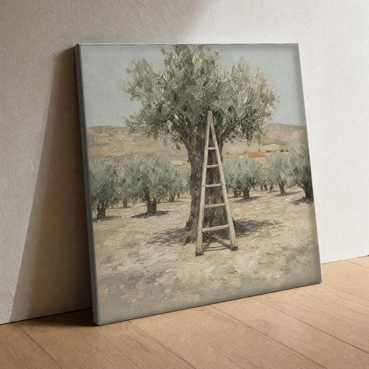 The Ladder — canvas print, close view of the canvas weave and the stretched edge