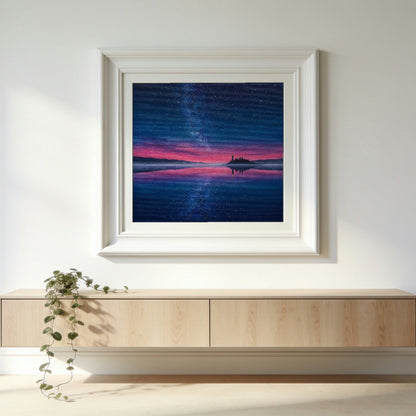 The Lighthouse — matte poster shown in a white gallery frame to give a sense of scale; the frame is not included