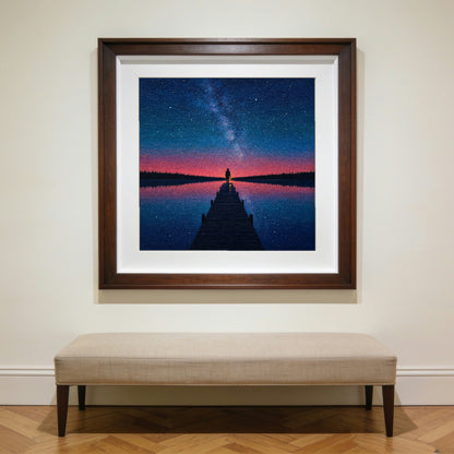 The Long Dock — matte poster shown in a walnut frame to give a sense of scale; the frame is not included