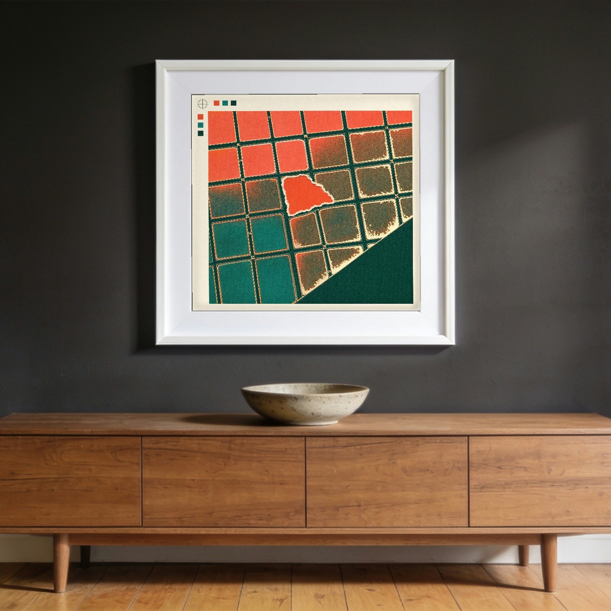 The Pans — framed on a wall to show scale; frame not included