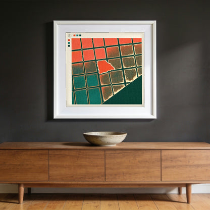 The Pans — framed on a wall to show scale; frame not included