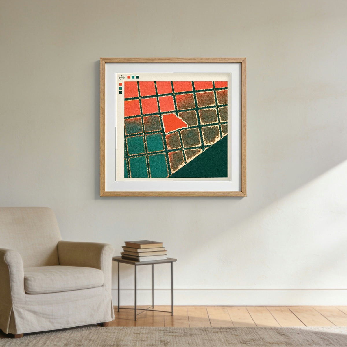 The Pans — framed on a wall in a second setting; frame not included