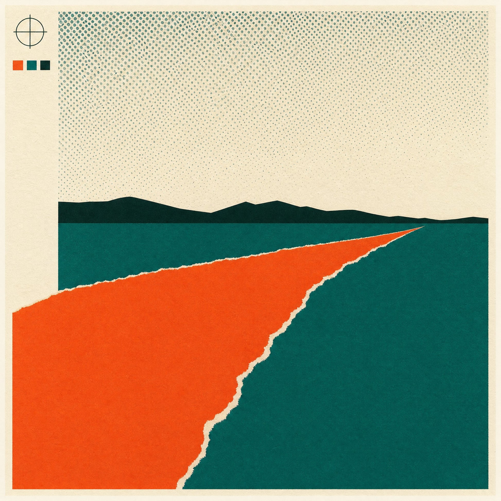 The Road Out — screenprint on matte paper, flat ink and halftone