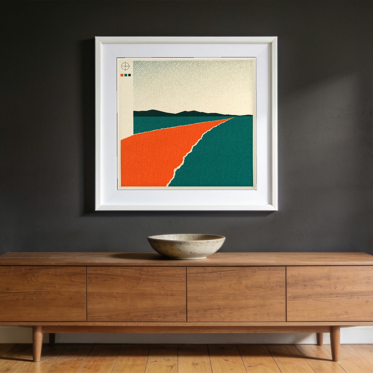 The Road Out — framed on a wall to show scale; frame not included