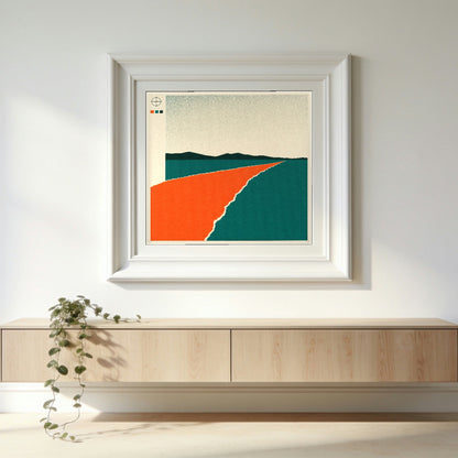 The Road Out — framed on a wall in a second setting; frame not included