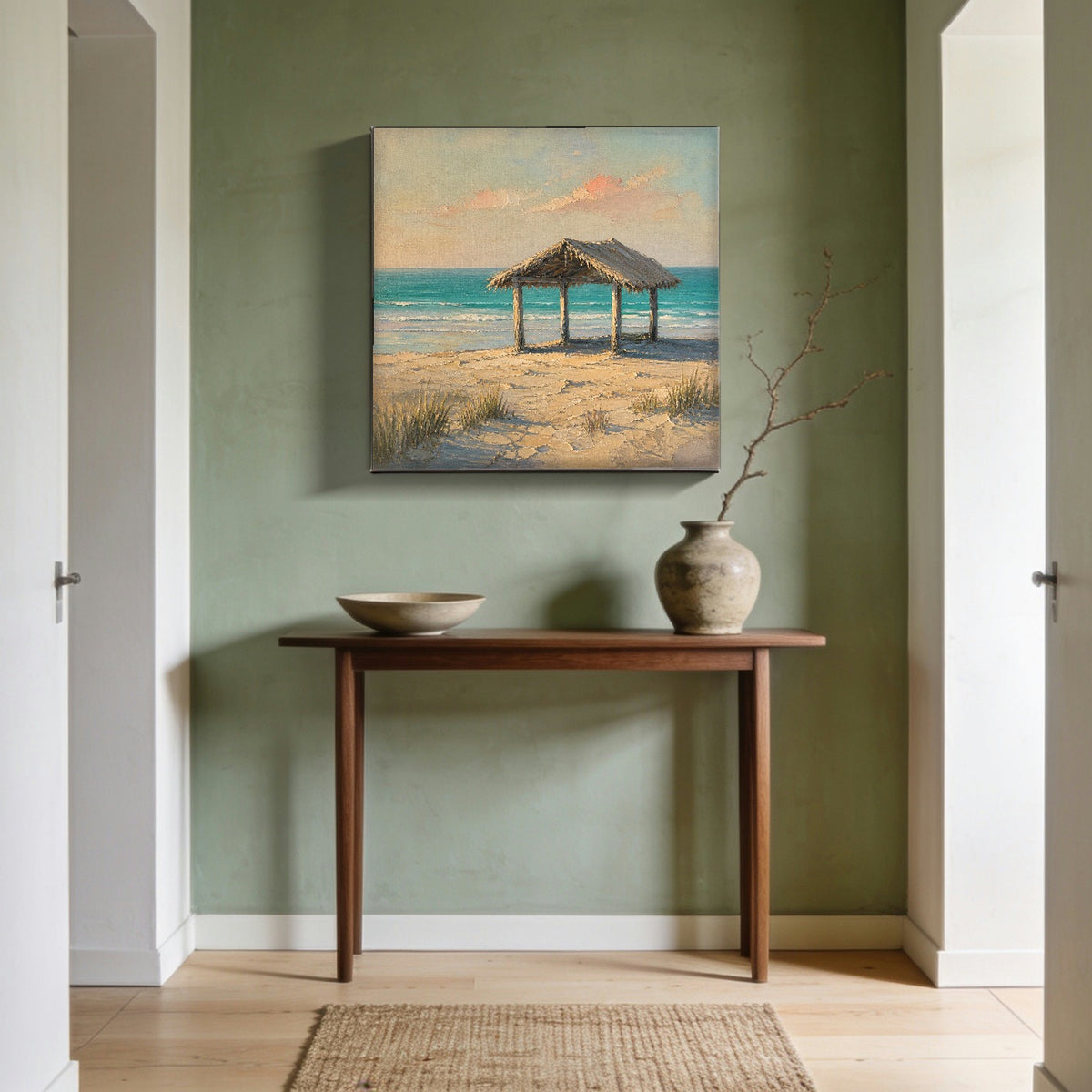 The Shelter — canvas print hanging in an entryway