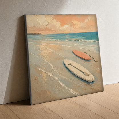 Two Boards — canvas print, close view of the canvas weave and the stretched edge