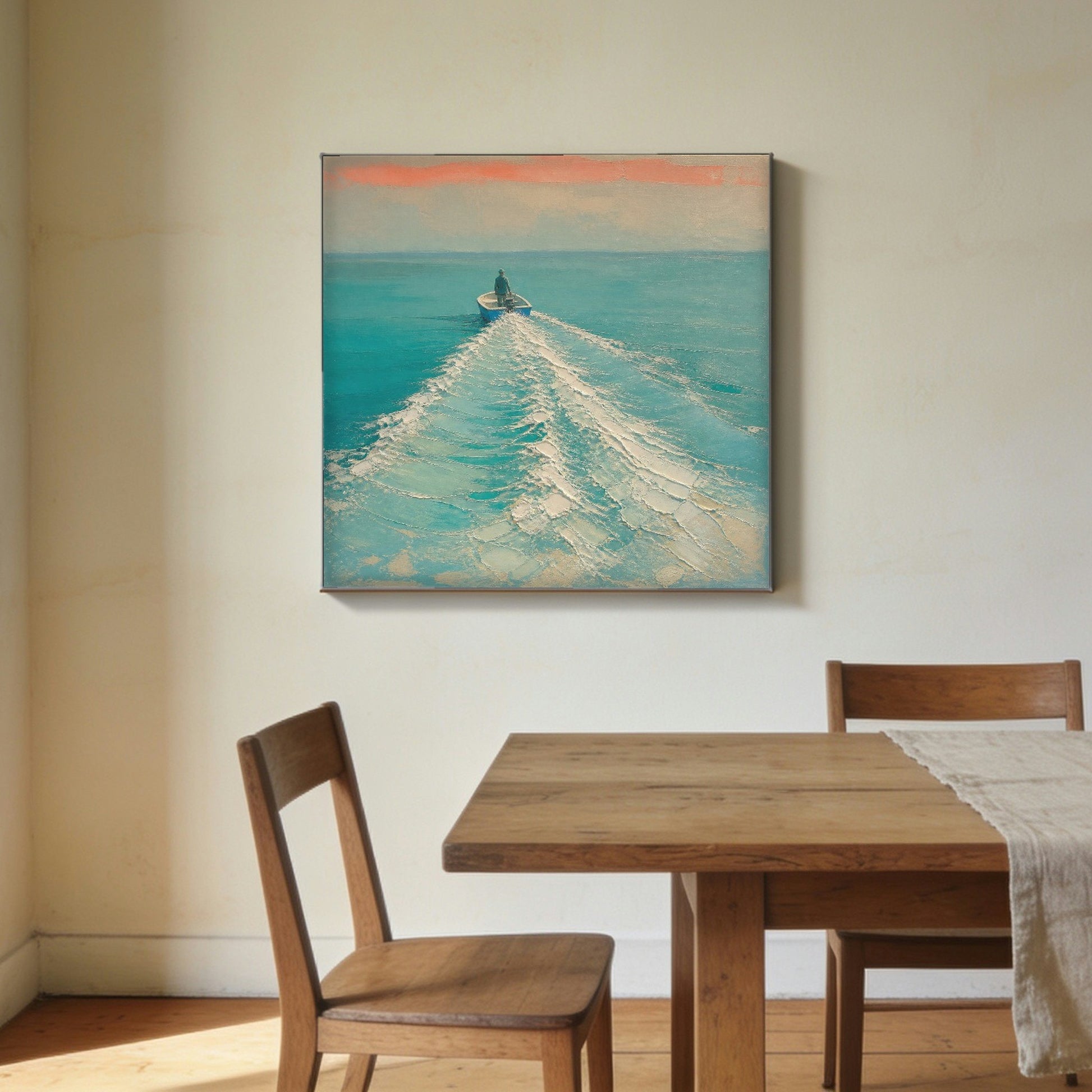 Wake — canvas print hanging in a dining room
