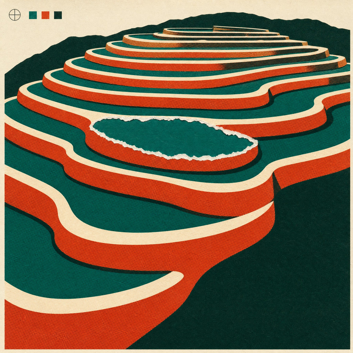 Water in Steps — screenprint on matte paper, flat ink and halftone