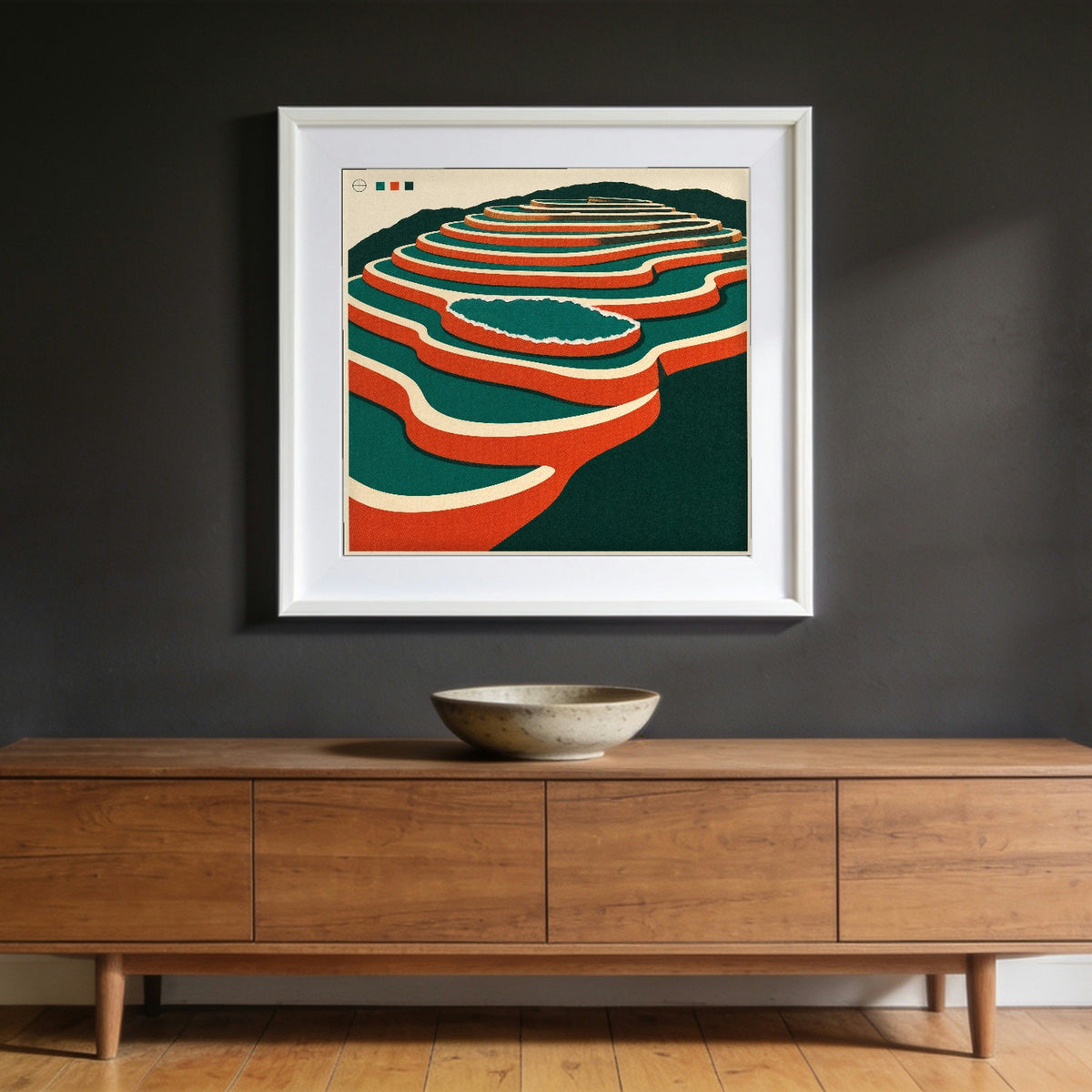 Water in Steps — framed on a wall to show scale; frame not included