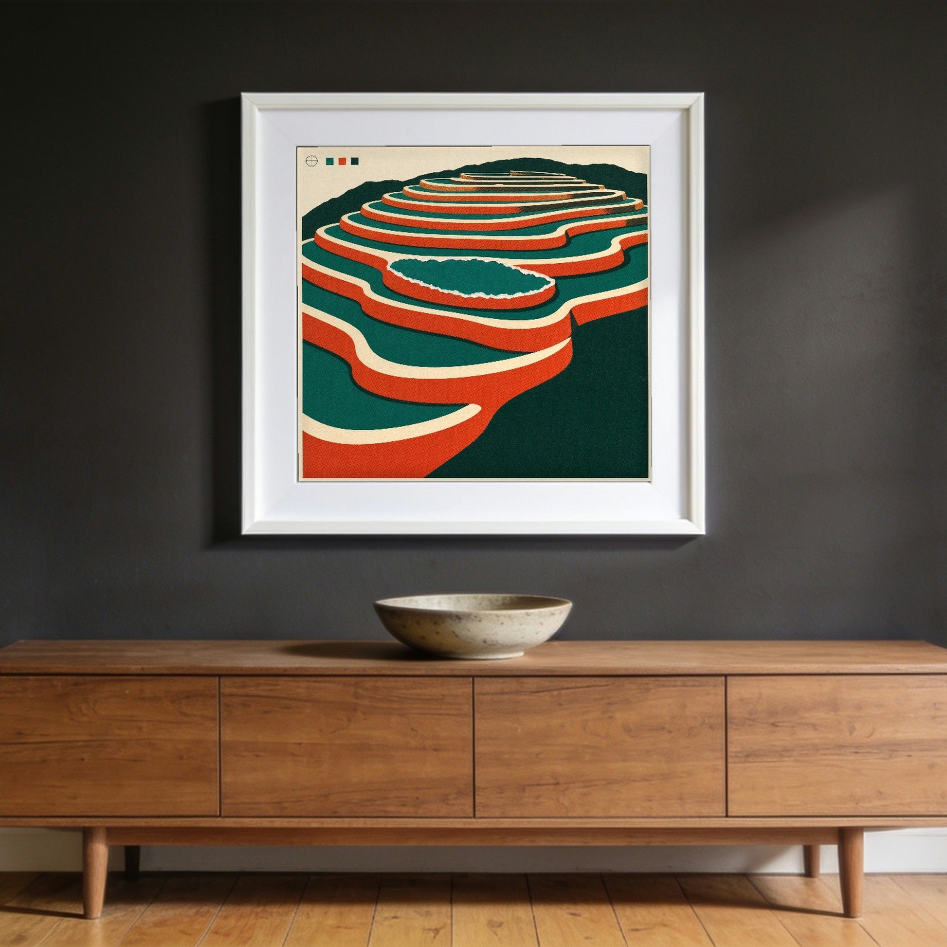 Water in Steps — framed on a wall to show scale; frame not included