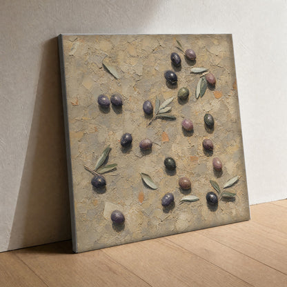 What Fell — canvas print, close view of the canvas weave and the stretched edge